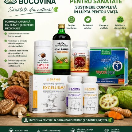 PACHETUL IMUNITATE 360°  AHCC® + Excellium® + Agaricus + Ganoderma + Noni Tahiti cu Turmeric  Susținere completă pentru imunitate, vitalitate și protecția organismului.